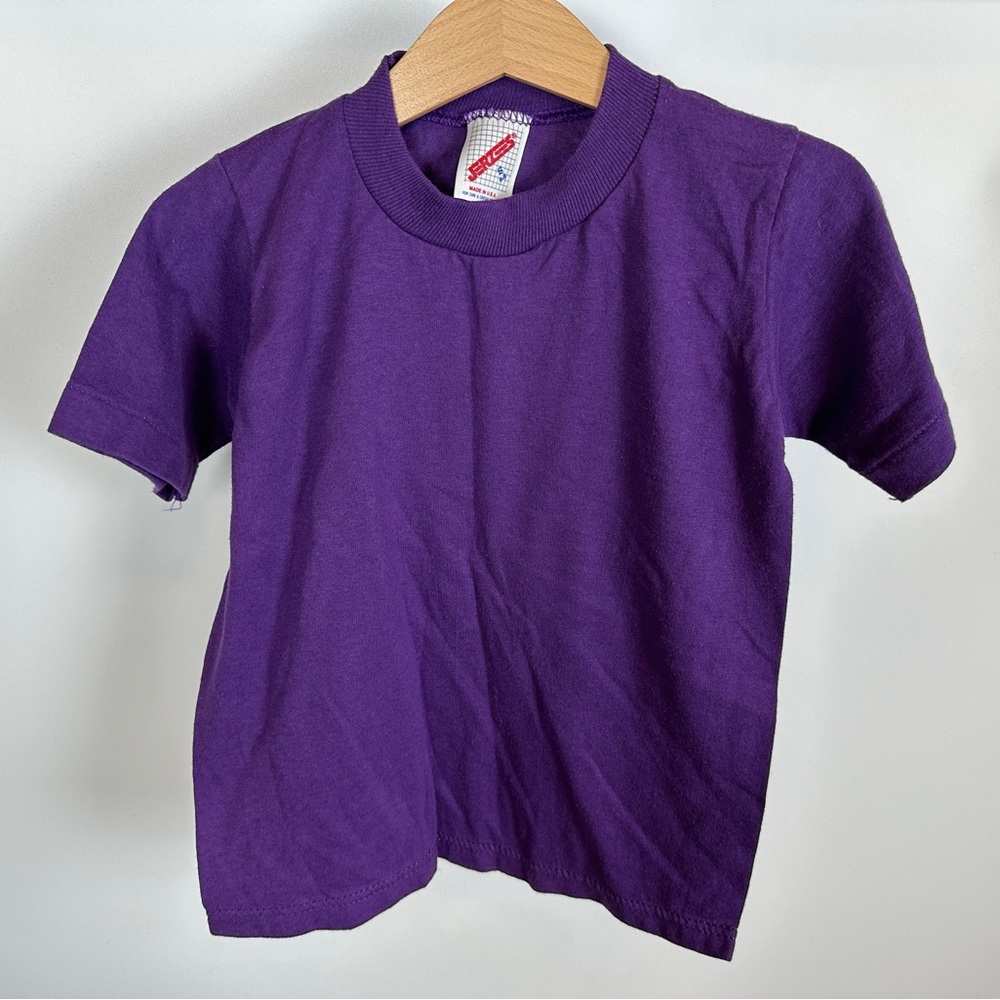 VINTAGE Jerzees Purple Blanket Solid T-Shirt Tee Shirt Unisex‎ Size Small 6-8